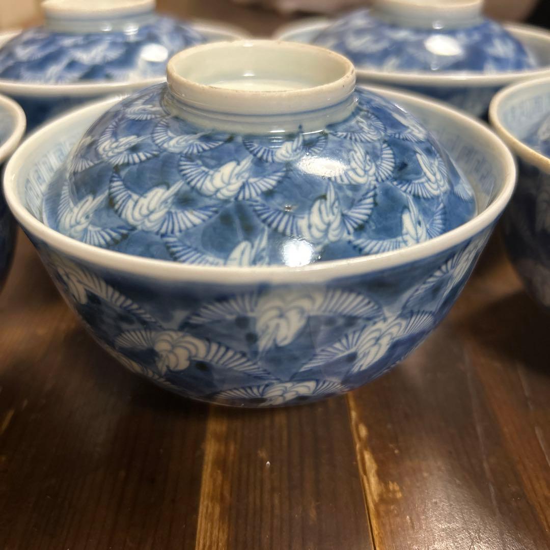 ア*ル様 古伊万里　手描き　江戸期　江戸時代　幕末　骨董品　龍の図　蓋付き　飯碗