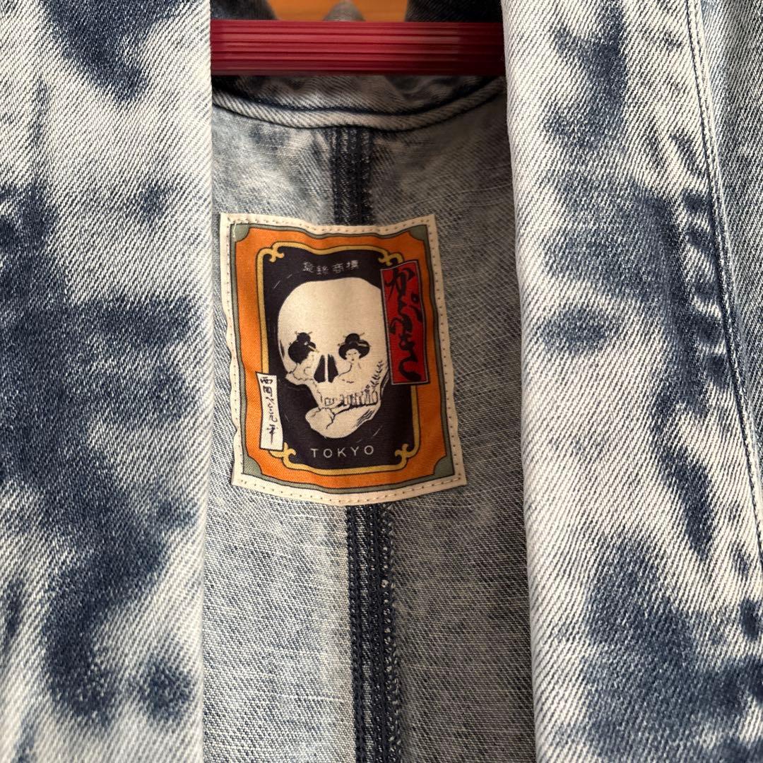 綿麻 ケミカル レディース（KAPUKIオリジナル）：デニム着物　Lサイズ