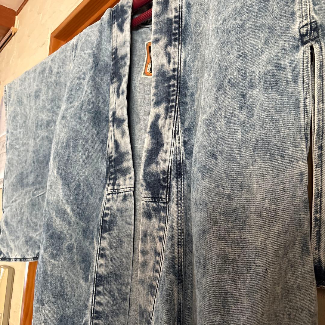 綿麻 ケミカル レディース（KAPUKIオリジナル）：デニム着物　Lサイズ