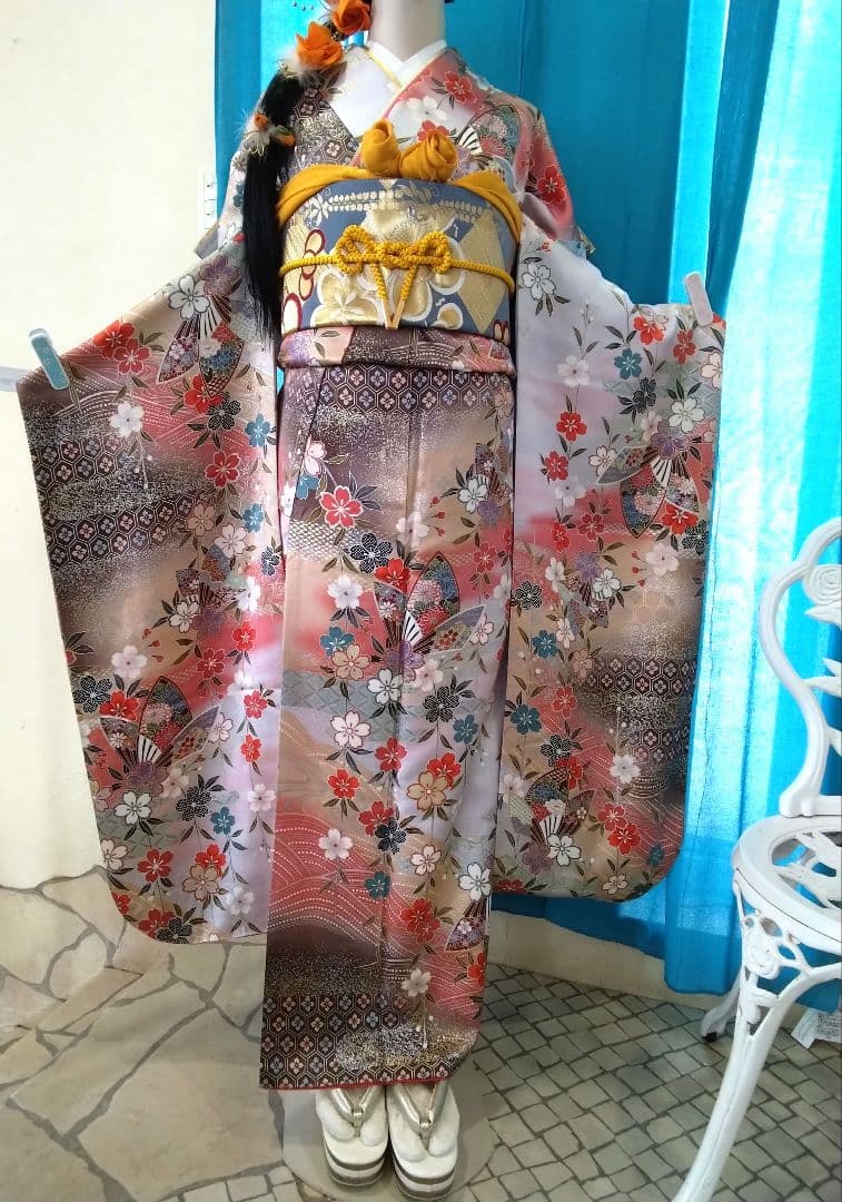 振袖フルセット、正絹振袖、成人式、重ね衿、帯揚げ帯締め、西陣袋帯、襦袢