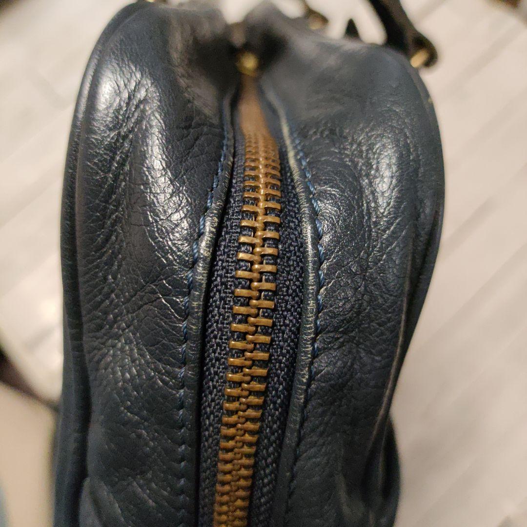 フェリージ Felisi 総レザーブリーフ バッグ ネイビー 美品 1730