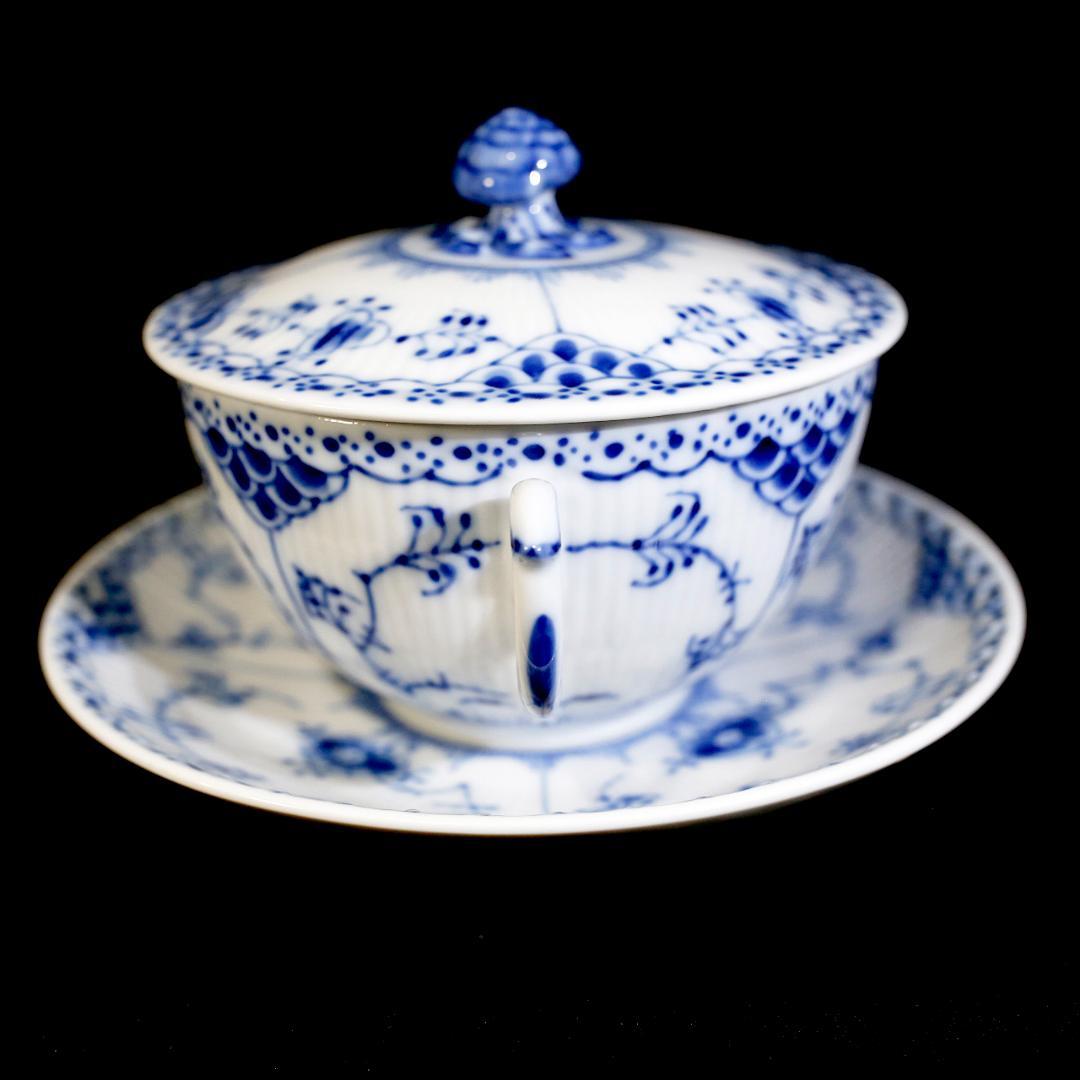 【美品 ２客】ロイヤルコペンハーゲン ハーフレース ダブルハンドル スープカップ