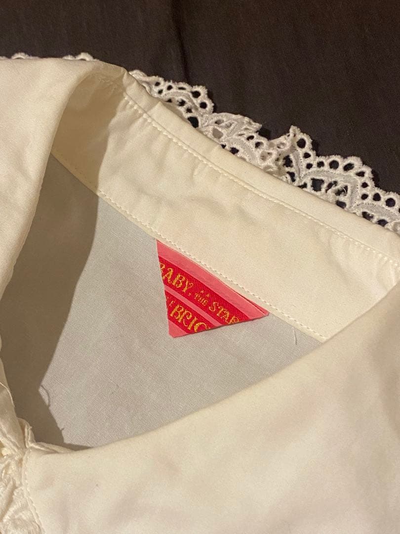 BABY ２重衿袖ピンタックブラウス オフ白 レース襟 長袖ブラウス