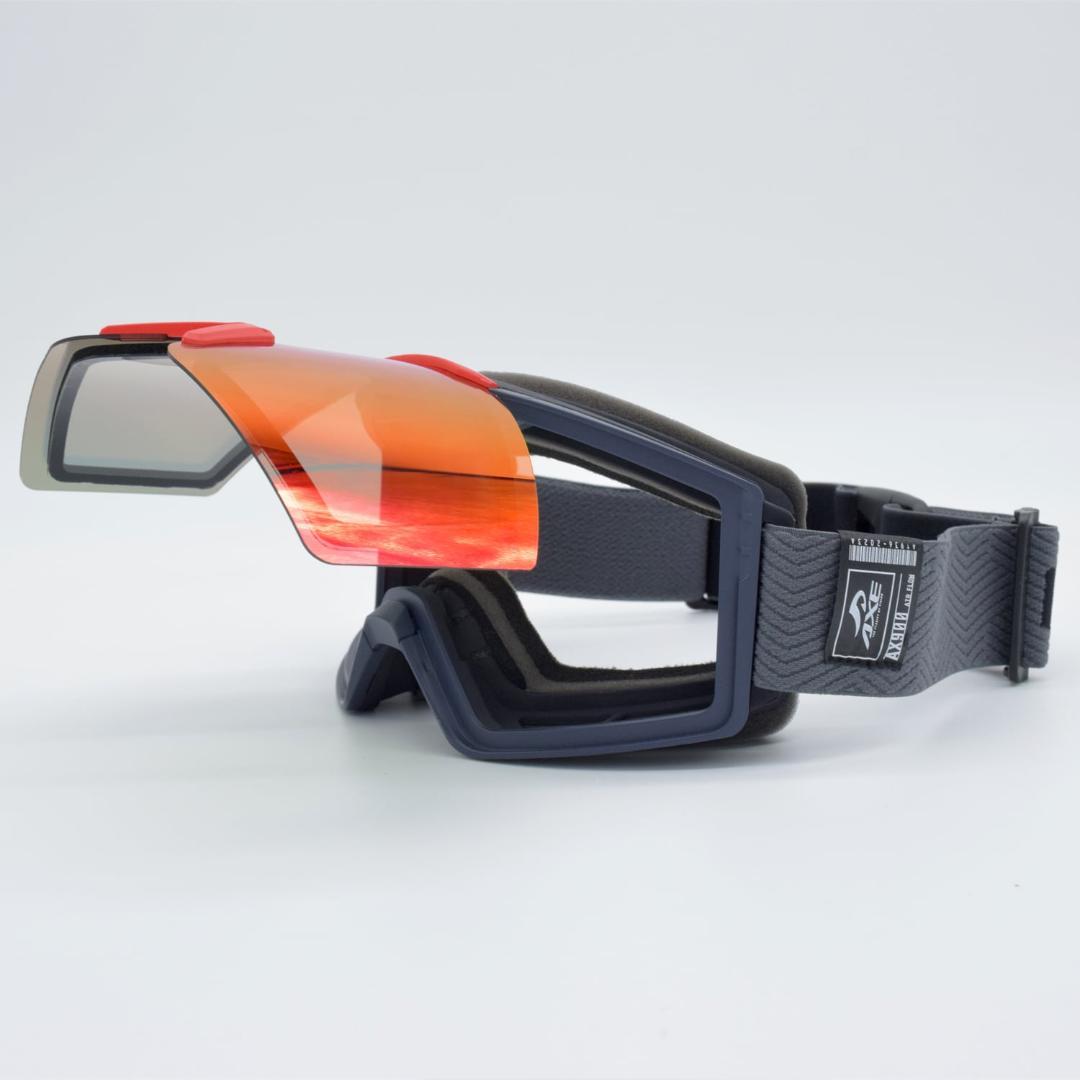 新品 AXE アックス ゴーグル 跳ね上げ メガネ対応 AX900-WCM GY