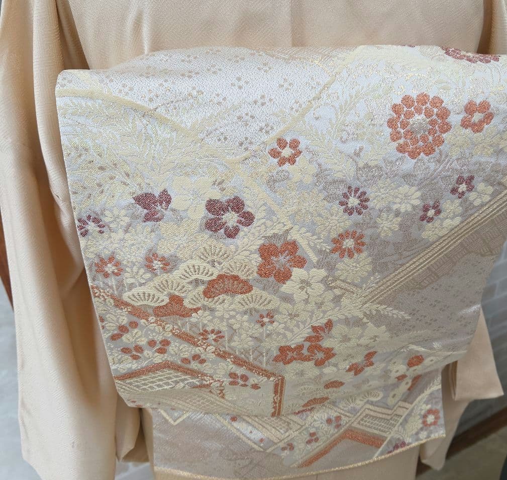 訪問着 4点フルセット、着物、袋帯、帯締め、帯揚げ トールサイズ対応