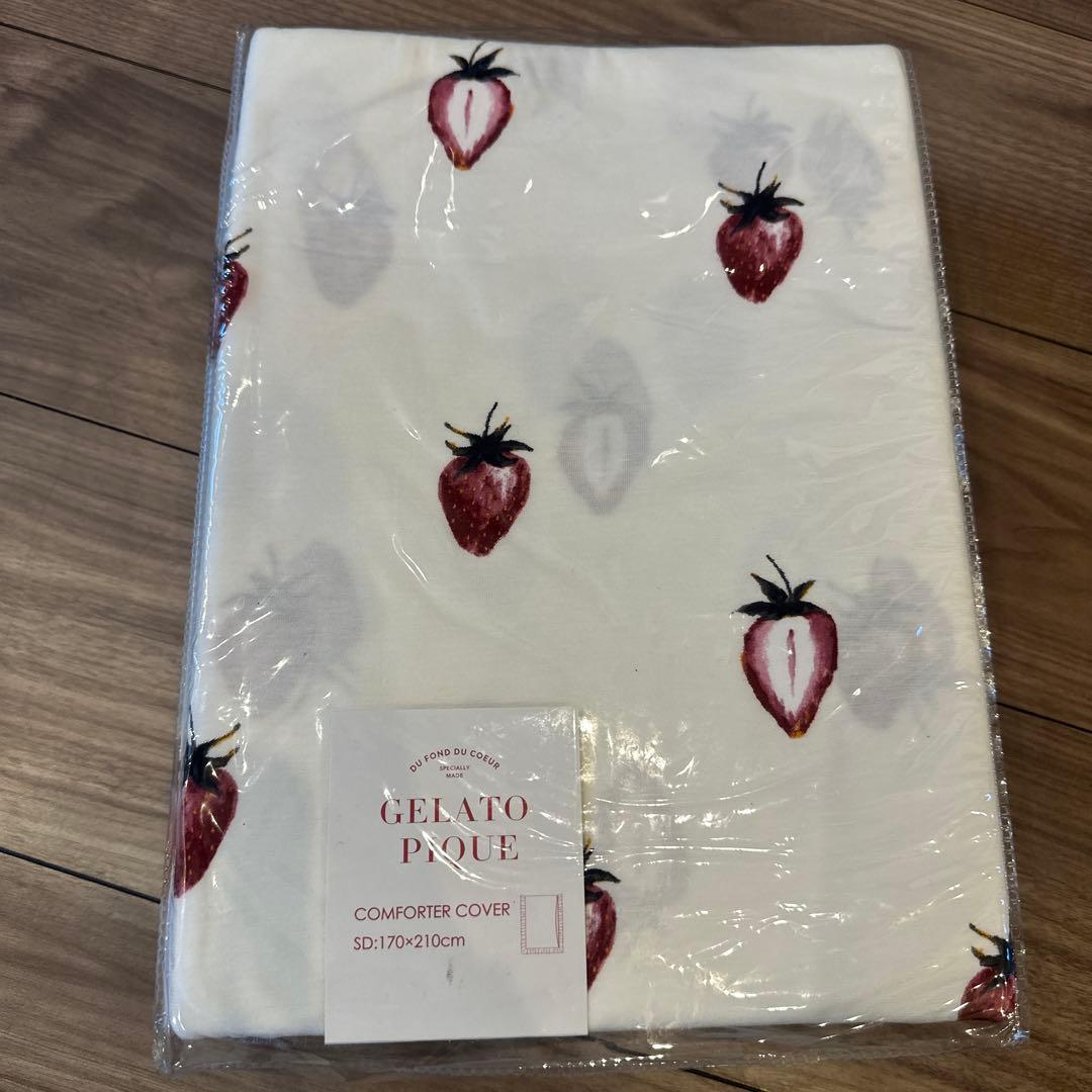 新品　ジェラートピケ　ジェラピケ　掛け布団カバー　SD ストロベリー　苺柄
