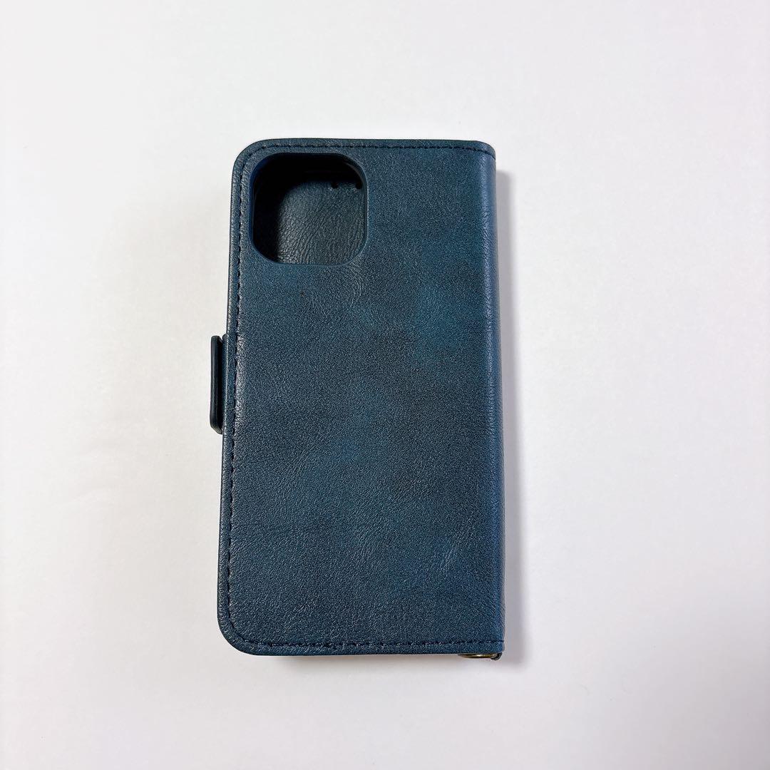 ONES iPhone 13 mini 手帳型 ケース 藍色 ストラップ 付き