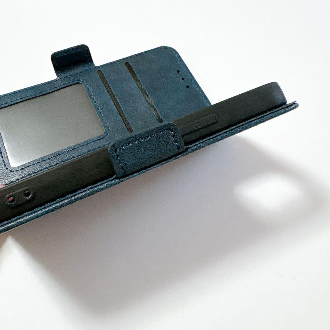 ONES iPhone 13 mini 手帳型 ケース 藍色 ストラップ 付き