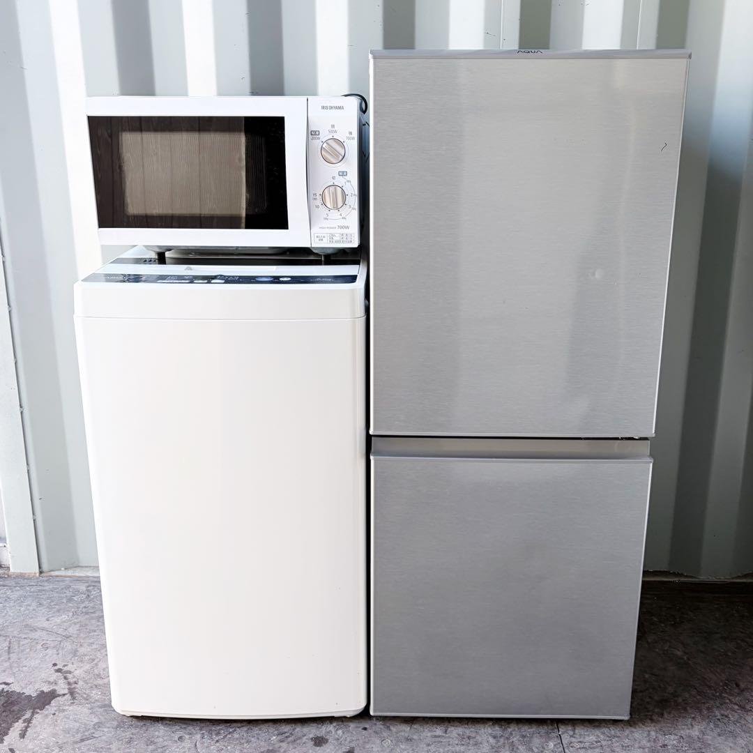 運搬取付無料！純正AQUA冷蔵庫洗濯機＋フラットレンジ3点セット！完動超美品！