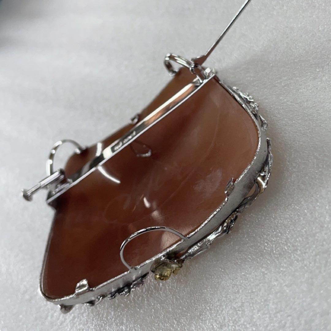 Ｋ１８　ＳＶ９２５　シェルカメオ　アコヤパール付き　ブローチ ペンダント