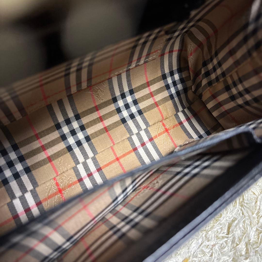 Burberrys フォーマル ハンドバッグ 筒形 ノバチェック 黒 ブラック