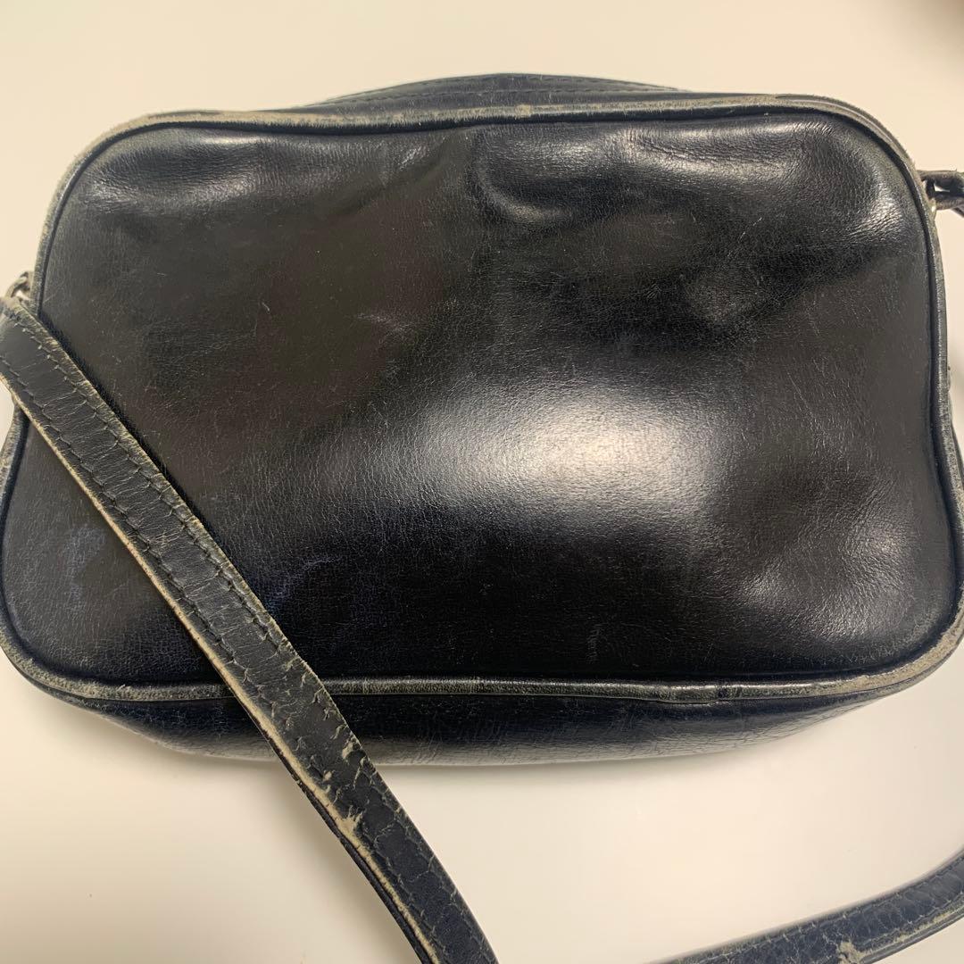 ヴィンテージ　1970年代　Gucci 黒 レザー ショルダーバッグ