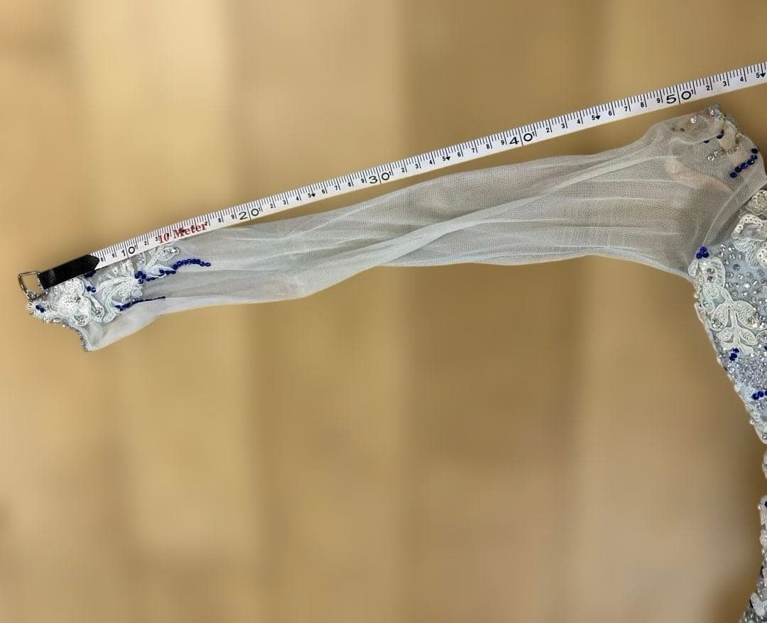 社交ダンス スタンダードドレス 水色 Sサイズ 着丈約114 サピエル