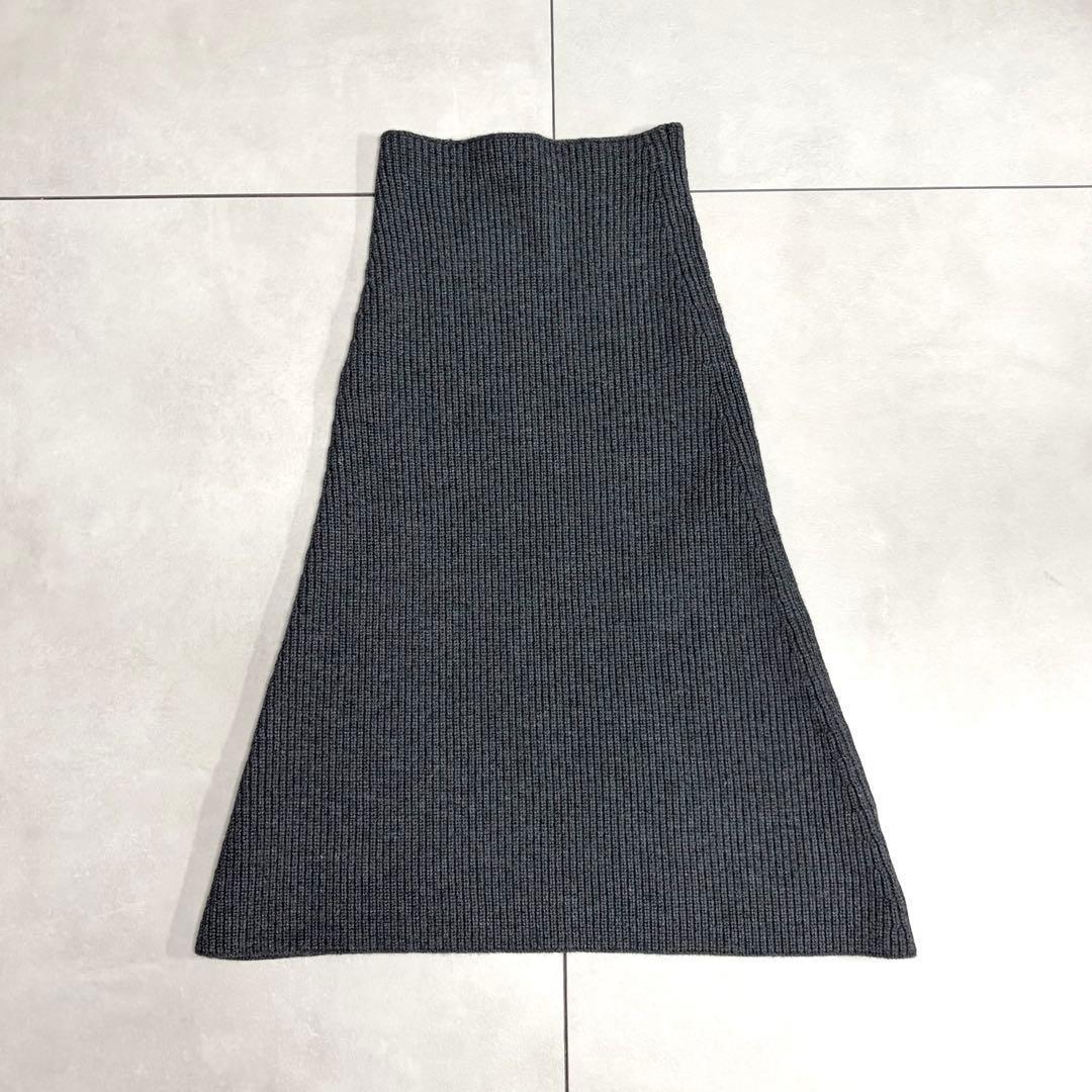 未使用級✨AP STUDIO　2024　リブニットケープ　グレー　カシミヤ混