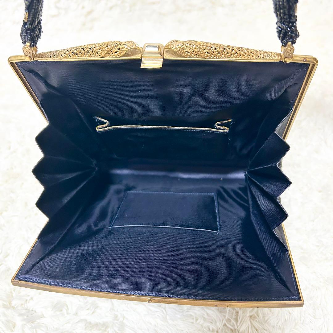 柏ビーズ フォーマルバッグ ビーズバッグ がま口 和装バッグ 冠婚葬祭 総ビーズ