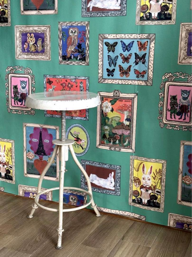 フランス製　昇降スチールチェア　アイアンスツール　インダストリアル　アンティーク