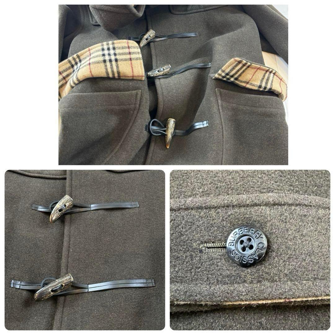 希少✨バーバリーブラックレーベル ダッフルコート ノバチェック ブラウン レザー