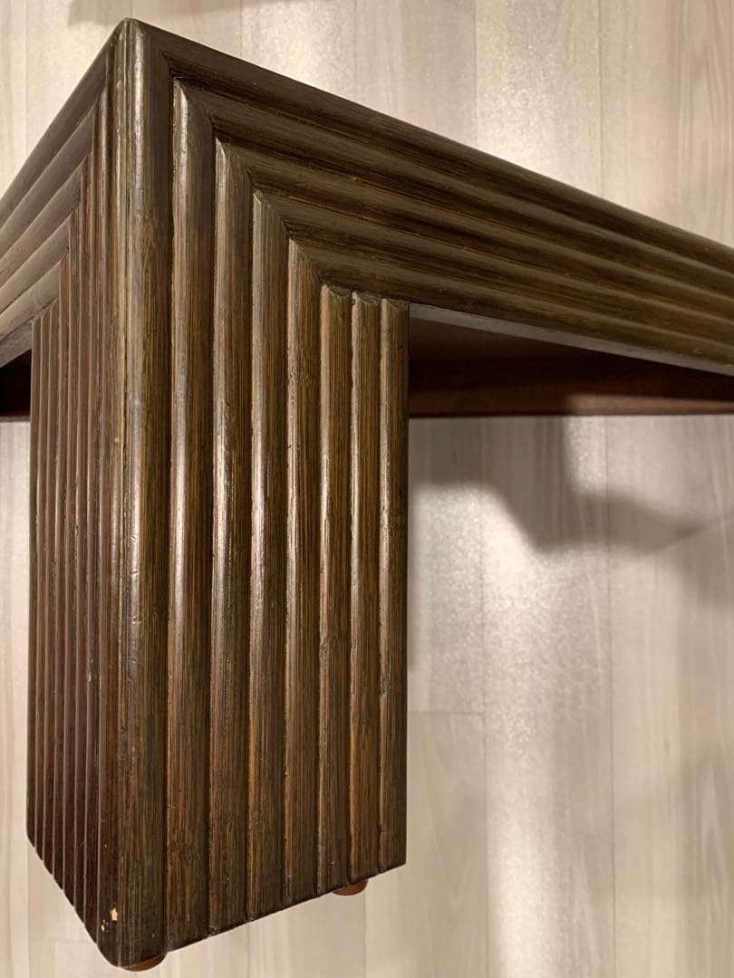 【希少】カサブランカ　ローテーブル　ラタン　コーヒーテーブル（ガラス天板付き✨）