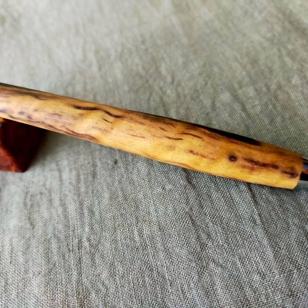 斑入黒檀　ハンドメイド　木軸ボールペン　G2　天然木　シルバー