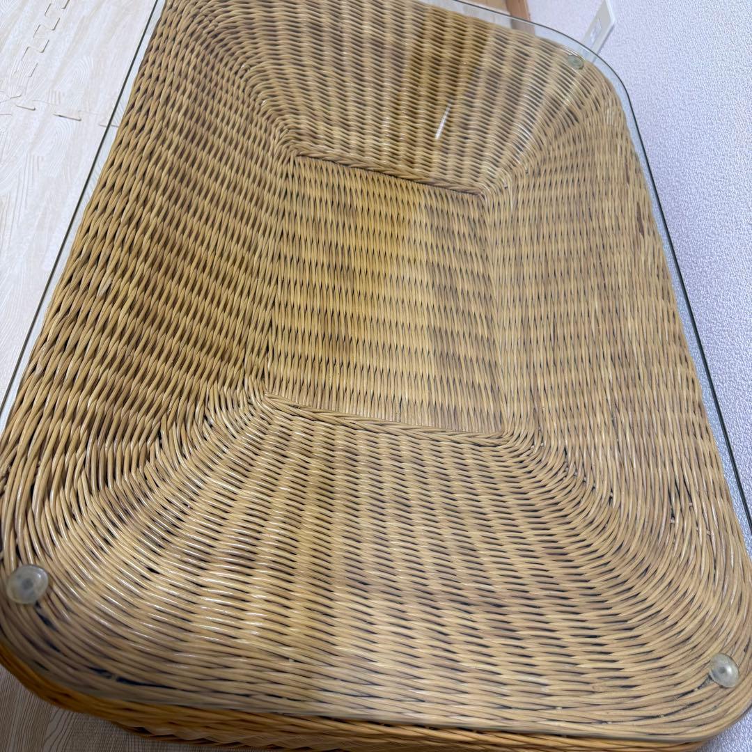 ラタン ガラステーブル 籐 ローテーブル