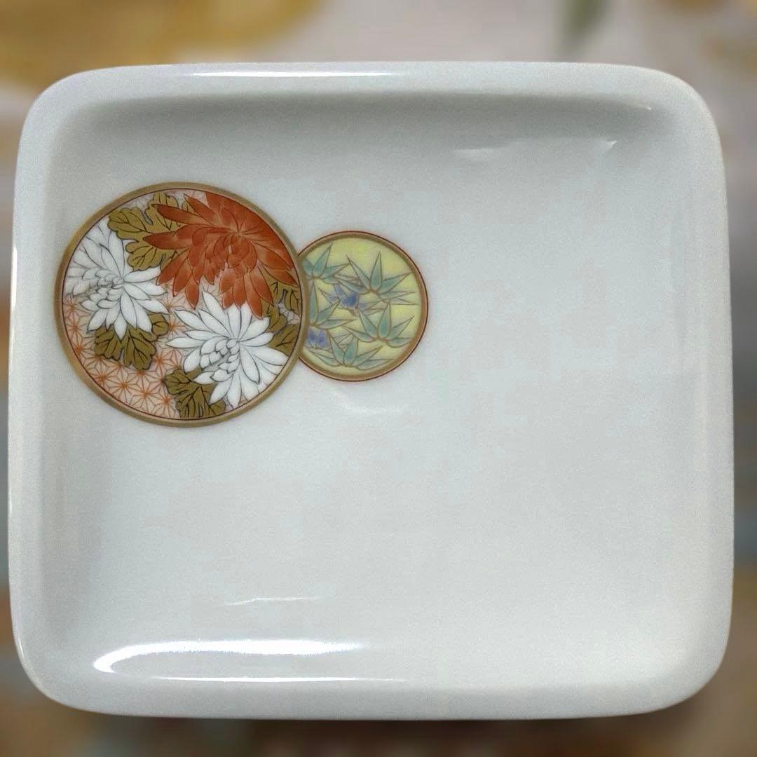 深川製磁　宮内庁御用達　寿赤絵　角皿&銘々皿 No.4-46