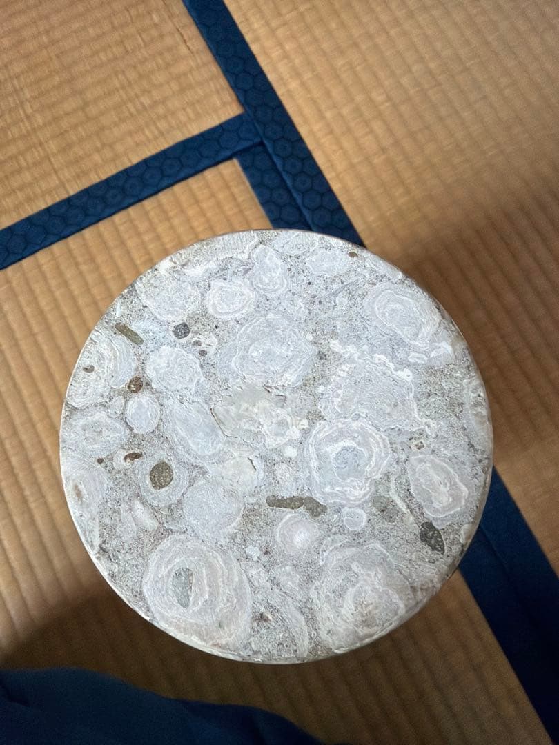 天然石製 花器 花瓶 化石模様 石工芸　什器　オブジェ
