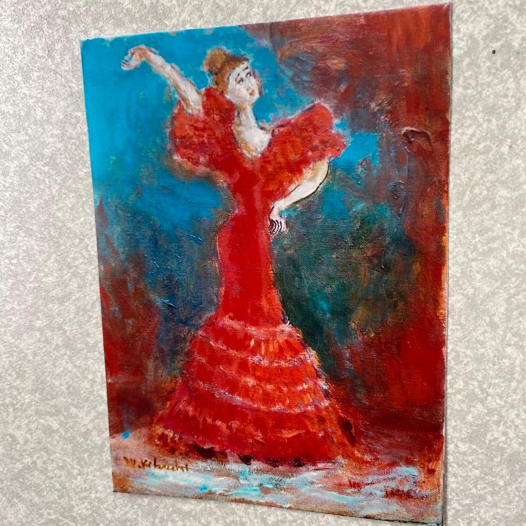 絵画　油彩画　油絵　「フラメンコ」F4号　額付き　美品　渡仏　送料無料