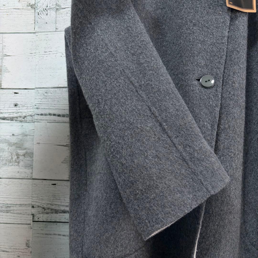 ☆大きいサイズ・4L☆レリアン　ウールコットンコート　ほぼ未使用　グレー
