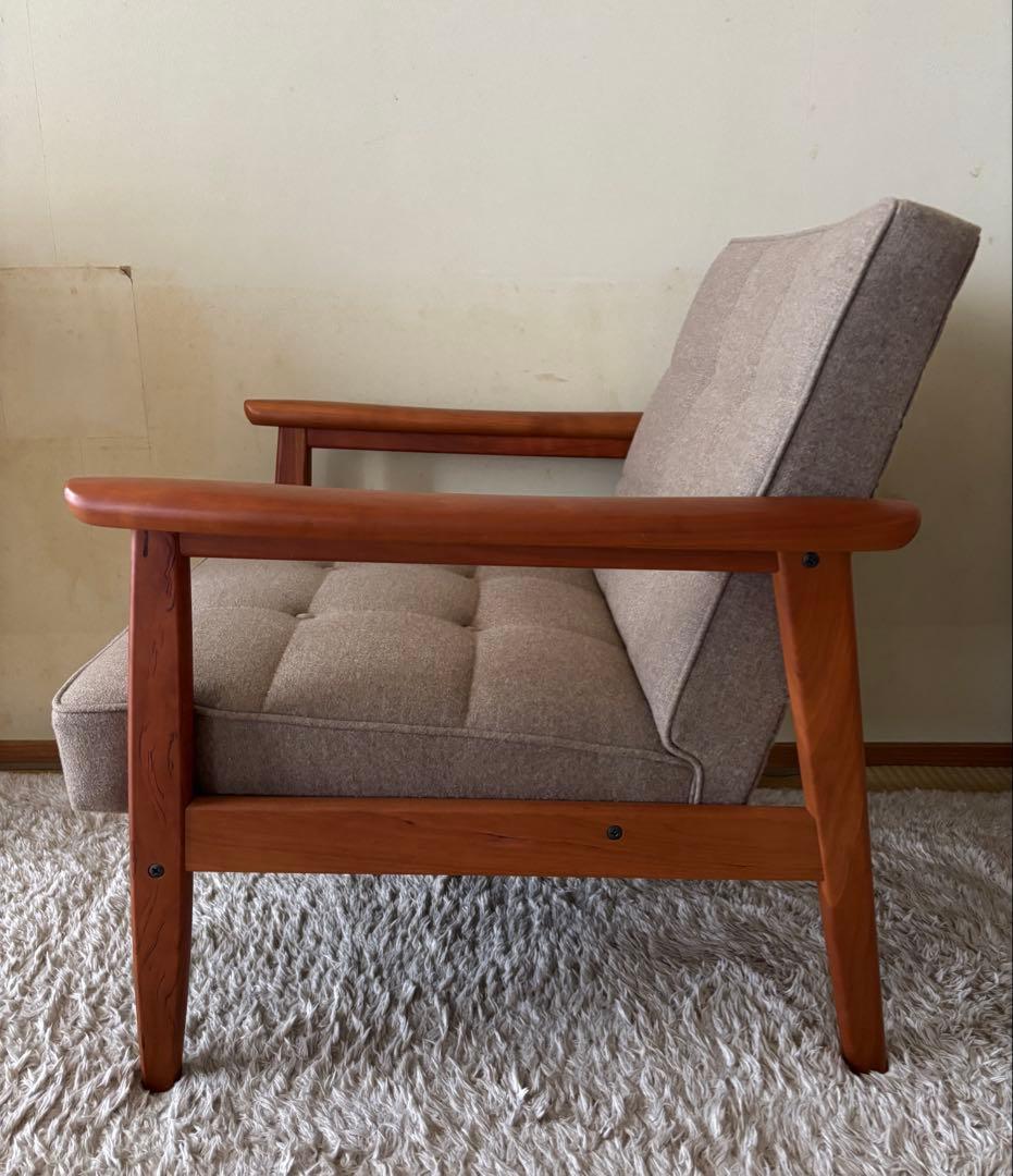 【最終価格】カリモク60 Kチェア1シーター　フラノヘージュ　ブラックチェリー