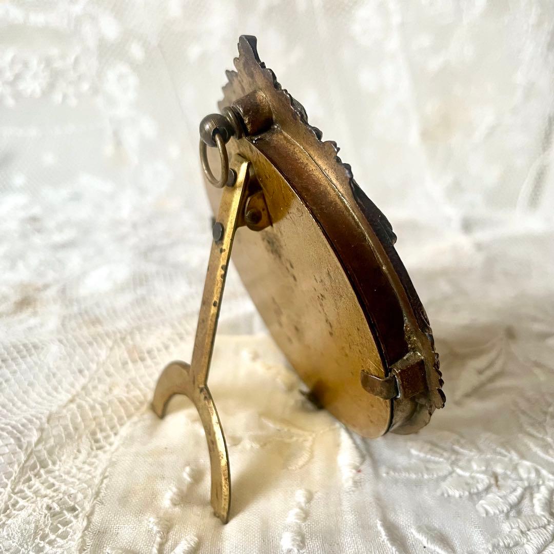 19世紀ブロンズ製レリーフミニフレーム　フランスアンティーク　写真立て　ゴールド