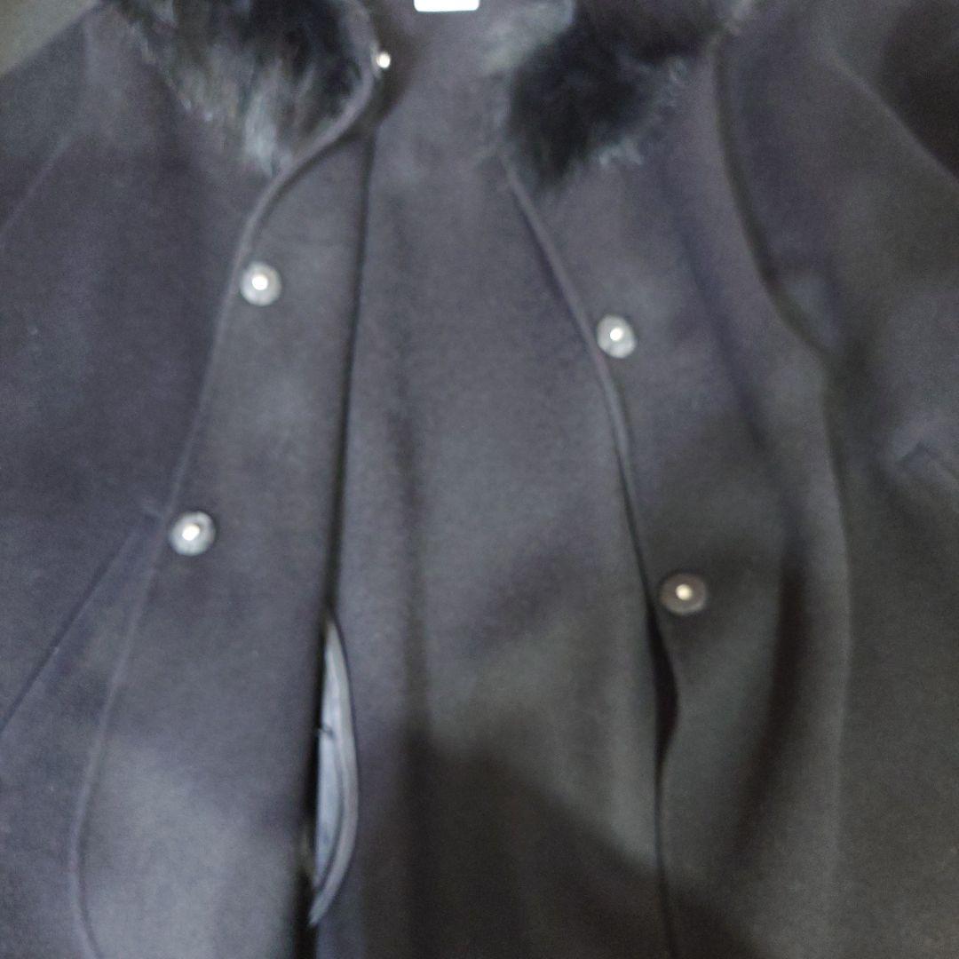 グレースコンチネンタル　ファー付フードポンチョ　ブラック　フォックスファー