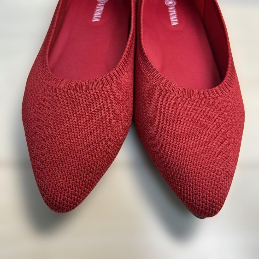 未使用級美品⭐︎VIVAIA フラットシューズ 38 レッド ポインテッドトゥ