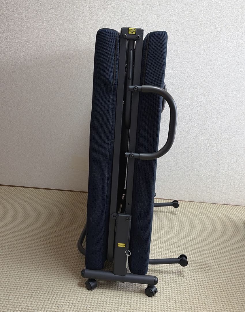 折り畳み高反発ベッド ネイビー スチールフレーム たのメル便