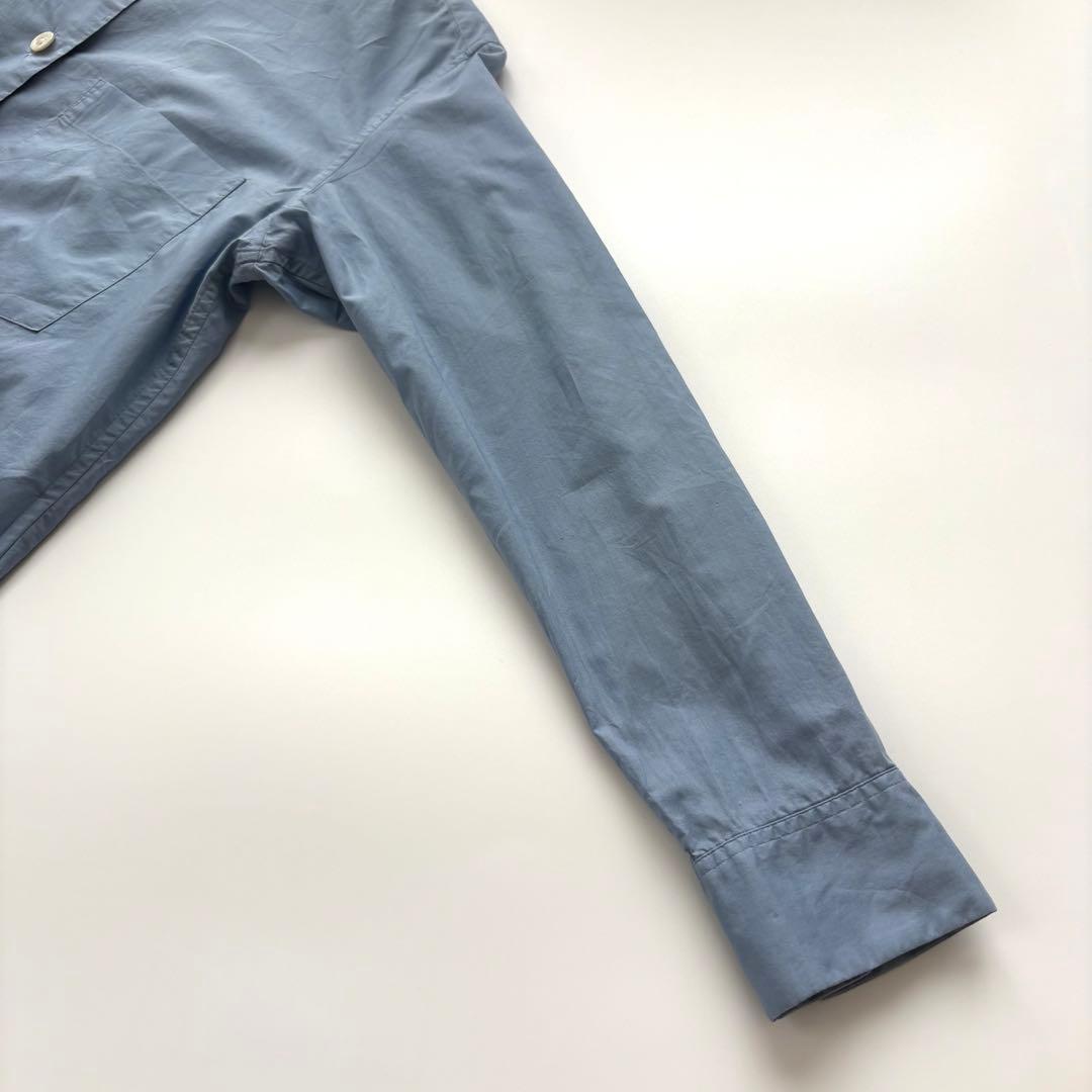 マーガレットハウエル　バンドカラー長袖シャツ　コットン　2023 くすみブルー