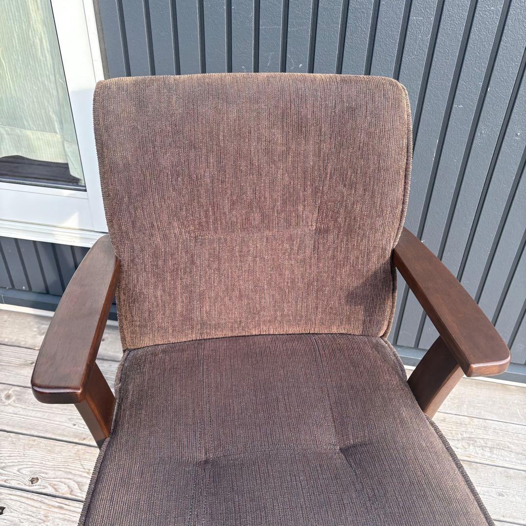 ①北欧レトロ 山善 回転式 天然木製椅子 アームチェア ダイニングチェア コタツ