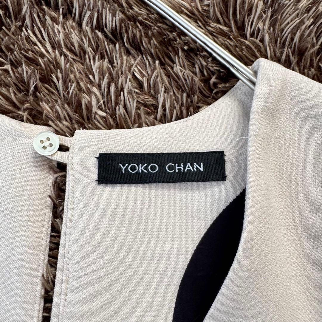 ヨーコチャン ワンピース Vネック ラウンドスリーブ 切替 ドレス 膝丈 38