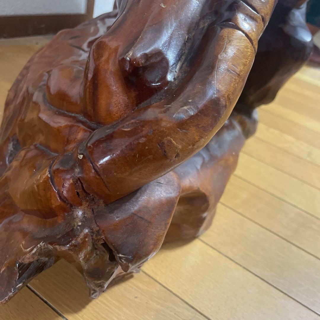 貴重一刀彫　虎　置物　大型