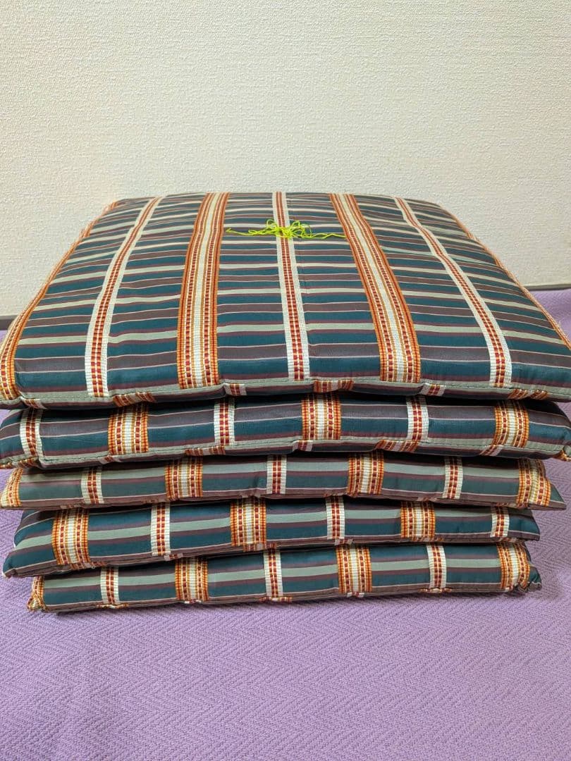 茶会席用座布団　吉野間道裂(緑)　五枚組