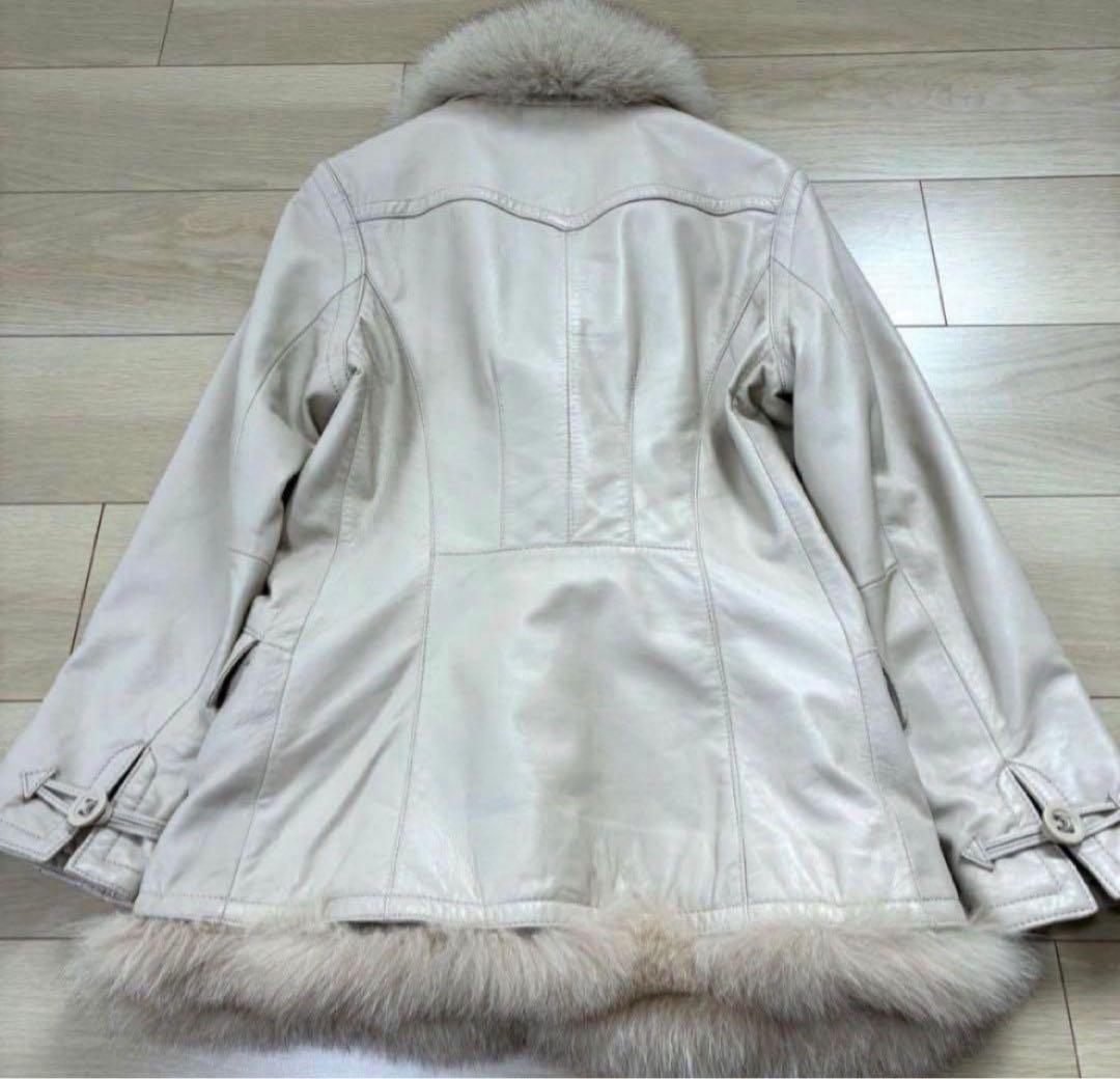 高級感✨LAZO ラムレザージャケット フォックスファー 2way ホワイト