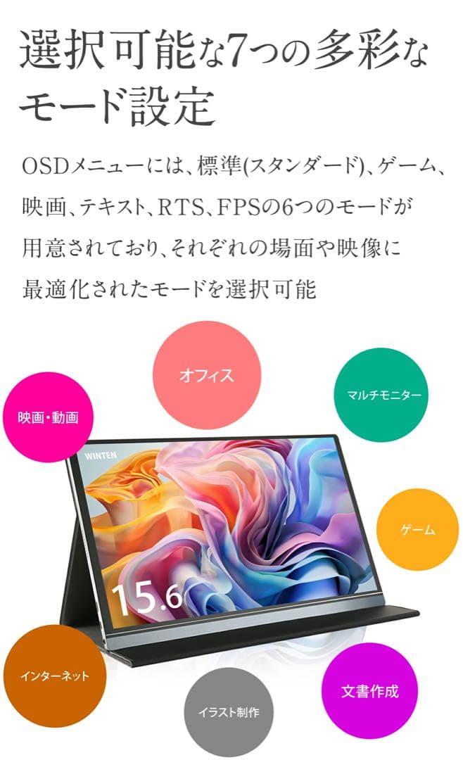 モバイルモニター フルHD 15.6インチ WT-156H2-BS