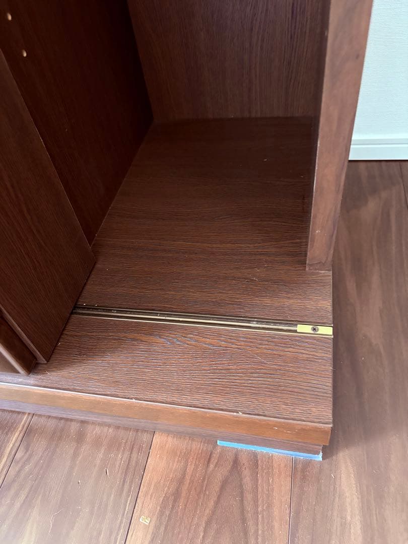 美品　木製ブラウン　スライド本棚 ガラス扉付き　日本製