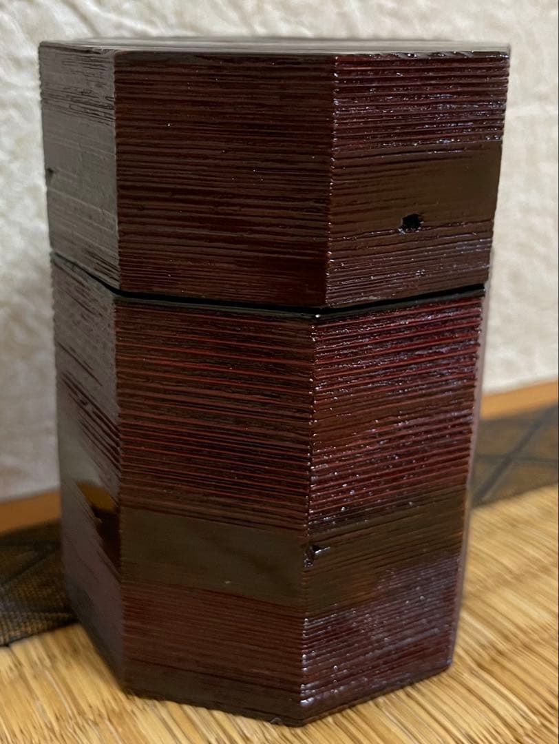 ホットスルー　茶道具 棗　国宝・待庵古材 溜塗八角茶器