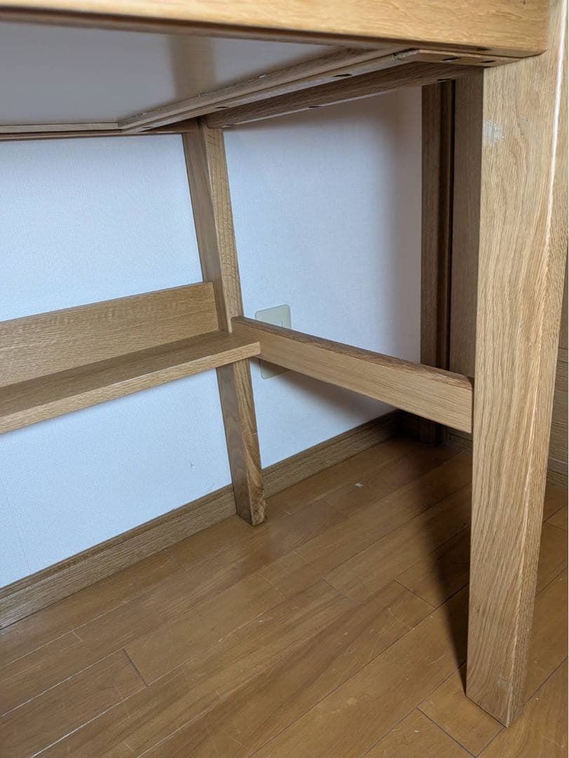 ■送料込■無印 オーク無垢材デスク 引出足元棚付 学習机 事務テーブルMUJI