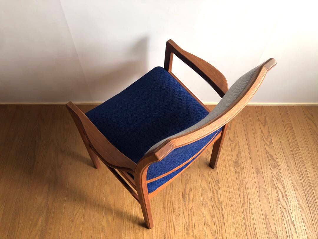 日田工芸 チーク無垢材 アームチェア② 生地新調 ダイニング デスクチェア 工芸