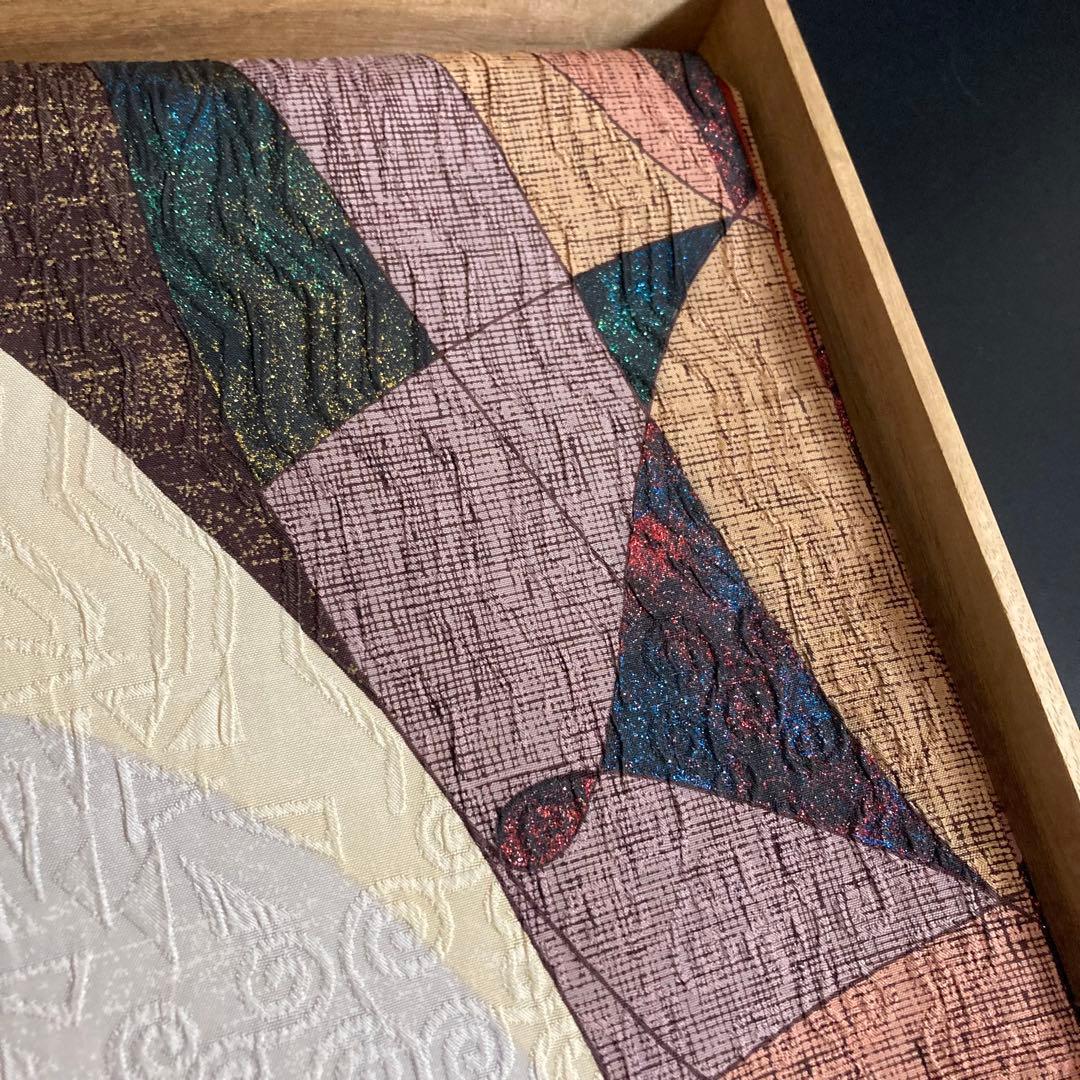 FF-212 袋帯 全通 洒落袋帯 モダン 膨れ織 正絹 芯なし 柔らか 正絹