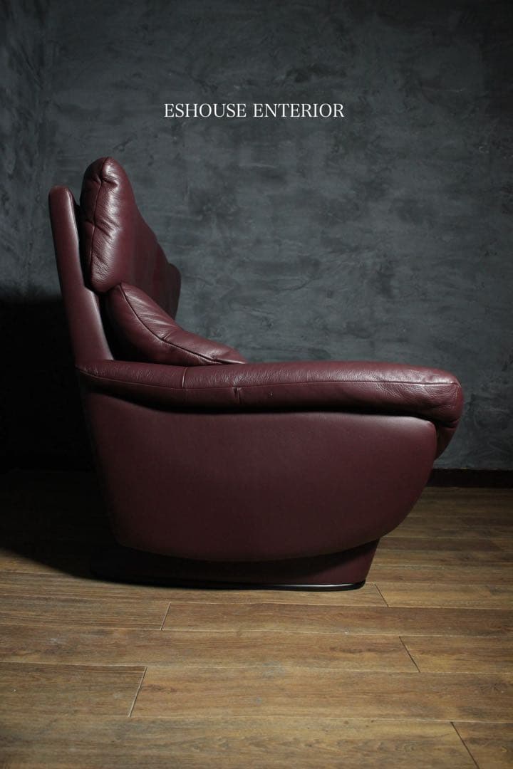 首都圏送無料〜カリモク　29万　クラウド　本革張り　2.5人掛け　ソファ　赤茶