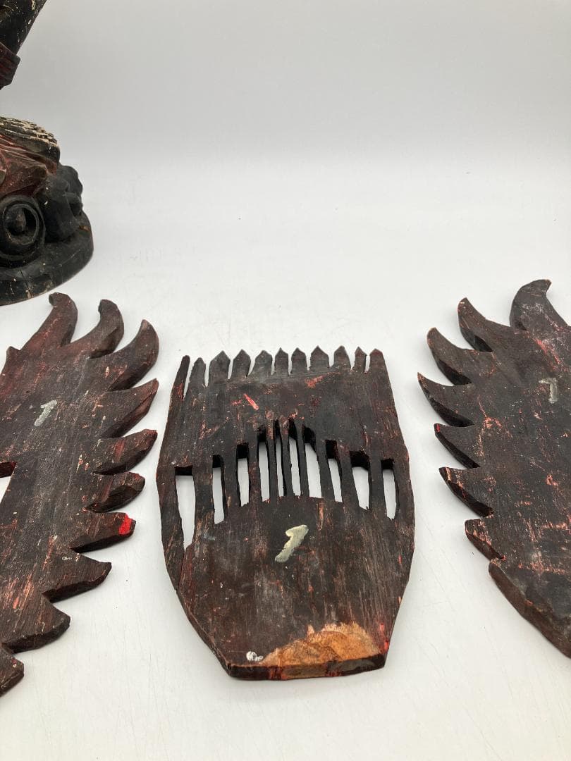 【時代物】　ガルーダ象　木彫り インドネシア 全長：約６１ｃｍ　オブジェ