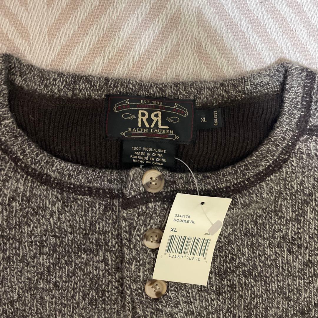 新品未使用 デッドストック RRL 三つ星 ハーフボタンニット XL