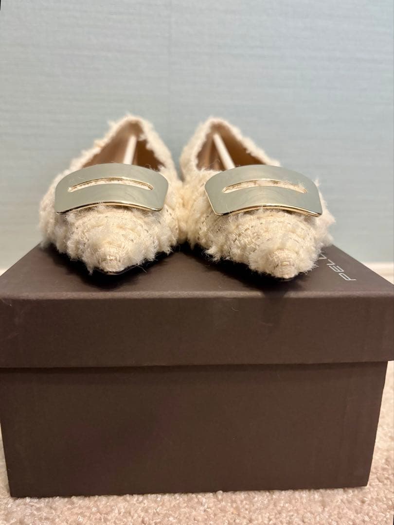 ペリーコ　フラットシューズ 38 ツイード　ホワイト