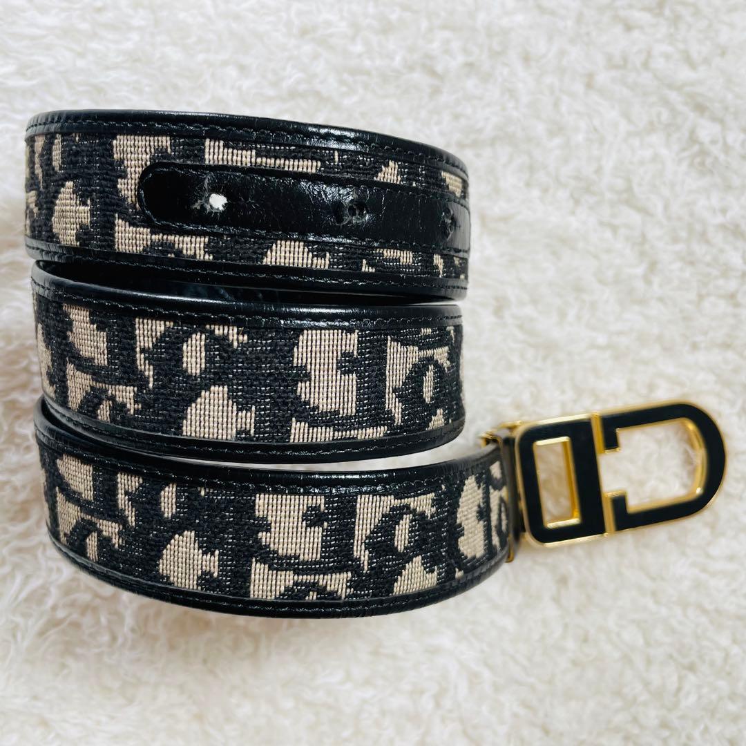 Christian Dior ベルト 黒 レディース トロッター柄 ディオール